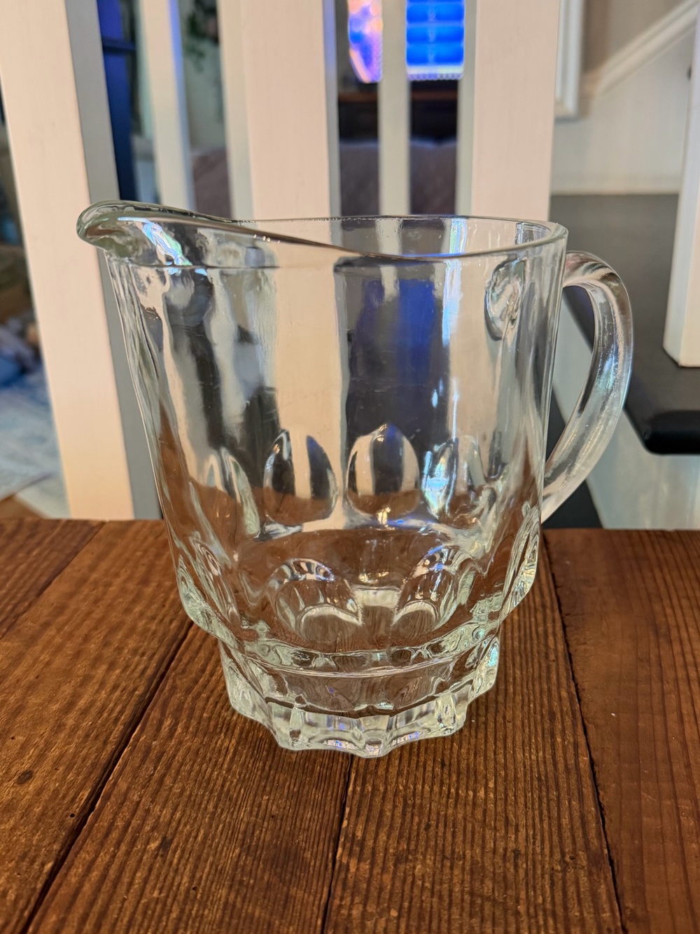 Vintage clear glass large thumbprint pitcher